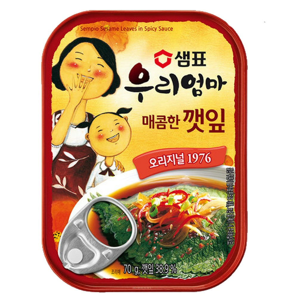 Sempio My Mon Salted Spicy Perilla Leaves Original 1976 70g/샘표 우리엄마 매콤한 깻잎 오리지널 1976 70g